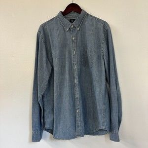 J. Crew Men's Chambray Long Sleeve Button Down Shirt Size XL